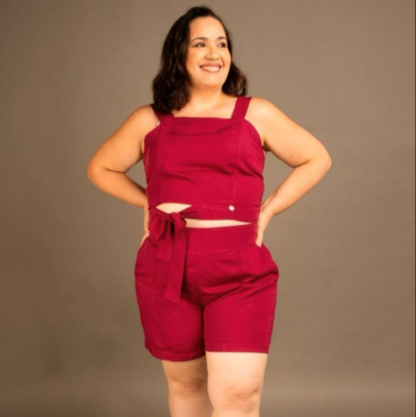 Conjunto Short Cropped com Alça