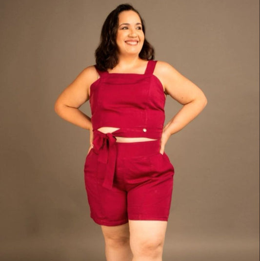 Conjunto Short Cropped com Alça